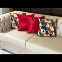 Ver imagem 3 de Kit 4 Capas de Almofadas Composê Evolution Mixta e Vermelho Liso 45cmx45cm