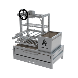 Parrilla para Bancada 74x45 com Elevação e Grelha Uruguaia + 3 Espetos