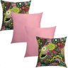 Kit 4 Capas de Almofadas Romero Britto Iii e Rosa Liso 45cmx45cm - 1