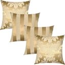 Ver imagem 1 de Kit 4 Capas de Almofadas Medalhão e Listrado Dourado 45cmx45cm