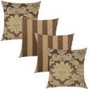 Ver imagem 1 de Kit 4 Capas de Almofadas Composê Medalhão e Listrado Marrom e Bege 45cmx45cm