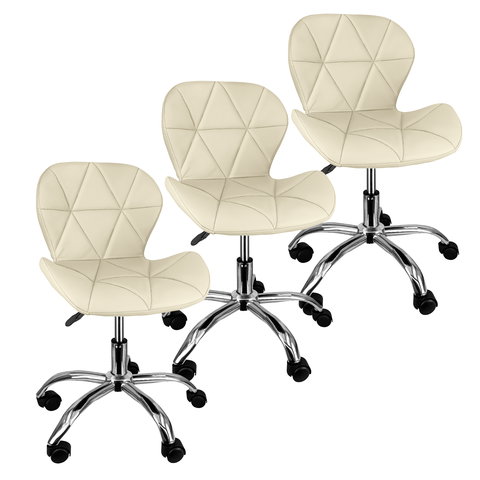 Kit 3 Cadeiras Slim Office Estofada Base Giratória Cromado 