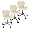Kit 3 Cadeiras Slim Office Estofada Base Giratória Cromado  - 1
