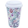 Copo Porcelana Tampa Silicone Flores 370ml - 1