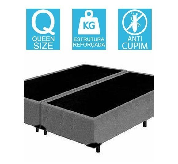 Base Cama Box Bipartido Queen Size Suede Cinza 40x158x198 - 2