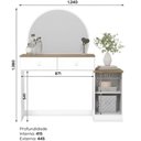 Ver imagem 2 de Penteadeira com Espelho Circular 2 Gavetas e Porta Agnes Branco Jequitibá Hp