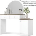 Ver imagem 4 de Penteadeira com Espelho Circular 2 Gavetas e Porta Agnes Branco Jequitibá Hp