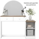 Ver imagem 3 de Penteadeira com Espelho Circular 2 Gavetas e Porta Agnes Branco Jequitibá Hp