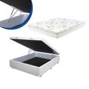 Ver imagem 1 de Cama Box Baú Casal Colchão Mola Bonnel + Box Sintético Branco 59x138x188