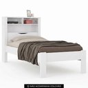 Ver imagem 2 de Cama Solteiro para Colchão 188x88cm com Nichos Zuri Branco S01 - Mpozenato