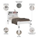 Ver imagem 3 de Cama Solteiro para Colchão 188x88cm com Nichos Zuri Branco S01 - Mpozenato