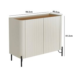 Balcão Buffet 98,5cm P/ Sala Porta Brise 100% Mdf Pés Metal - 3