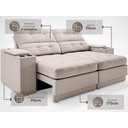 Ver imagem 3 de Sofá com Porta Copos e Carregador Usb Eureka 1,70m Assento Retrátil e Reclinável Velosuede -