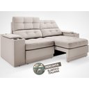 Ver imagem 7 de Sofá com Porta Copos e Carregador Usb Eureka 1,70m Assento Retrátil e Reclinável Velosuede -