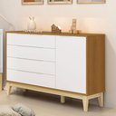 Ver imagem 3 de Cômoda com Porta Classic Elfe Branco Acetinado Savana Natural - Reller