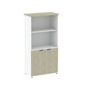 Ver imagem 3 de Armário Misto para Escritório com Nicho e Portas com Chave 159,6cm P25 Branco/Castanheira Marrom