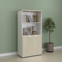 Ver imagem 1 de Armário Misto para Escritório com Nicho e Portas com Chave 159,6cm P25 Branco/Castanheira Marrom