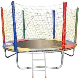 Kit Rosa Cama Elástica 2,3m + Escorregador Médio 3 Degraus - 2