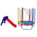 Ver imagem 2 de Kit Azul Cama Elástica 1,44m + Escorregador Baby 2 Degraus