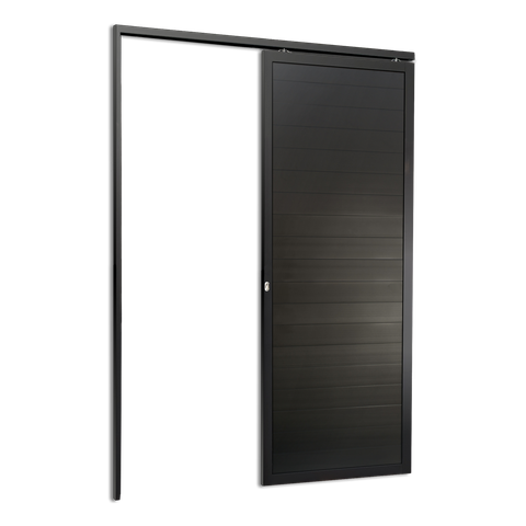Porta de Correr Suspensa Lambril Esq L.25 Preta 210x100 Brimak