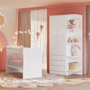 Ver imagem 1 de Quarto de Bebê Doce Sonho com Roupeiro 825 e Berço Simples 1 Qmovi Branco