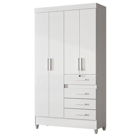 Guarda Roupa Infantil Sobral 4 Portas Branco Flex - Moval
