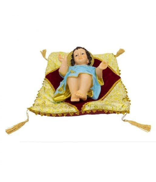 Menino Jesus Roupa Azul Na Almofada 35cm - Enfeite Resina - 2