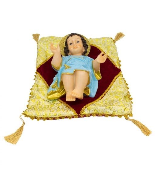 Menino Jesus Roupa Azul Na Almofada 35cm - Enfeite Resina - 6