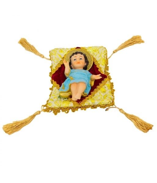 Menino Jesus Roupa Azul Na Almofada 14cm - Enfeite Resina - 2