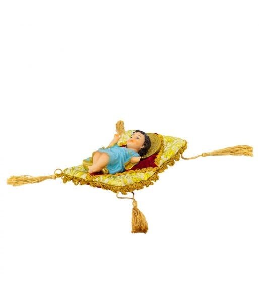 Menino Jesus Roupa Azul Na Almofada 14cm - Enfeite Resina - 4