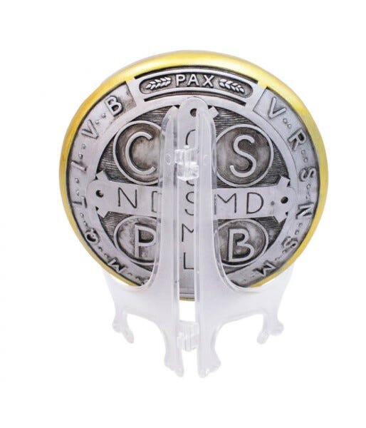 Medalhão São Bento curvado 15cm - Enfeite Resina - 4