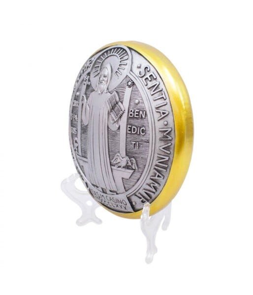 Medalhão São Bento curvado 15cm - Enfeite Resina - 3