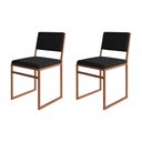Ver imagem 1 de Kit 2 Cadeiras de Jantar Industrial Isa Assento Veludo Preto Base Cobre