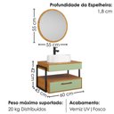 Ver imagem 5 de Conjunto para Banheiro Olympo sem Porta 1 Gaveta MDP e MDF 60cm Pistache