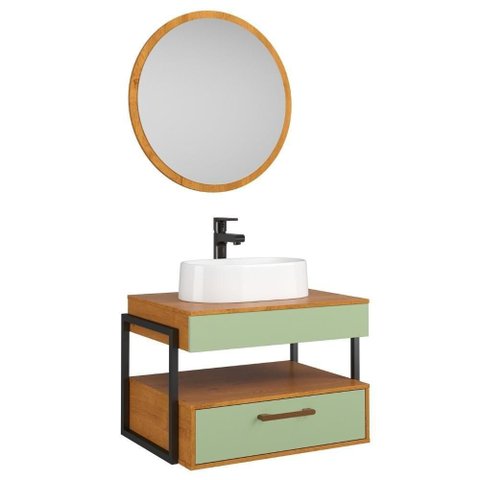 Conjunto para Banheiro Olympo sem Porta 1 Gaveta MDP e MDF 60cm Pistache