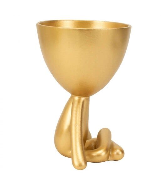 Vaso Dourado Resina Boneco Sentado 14x8x11cm - 4