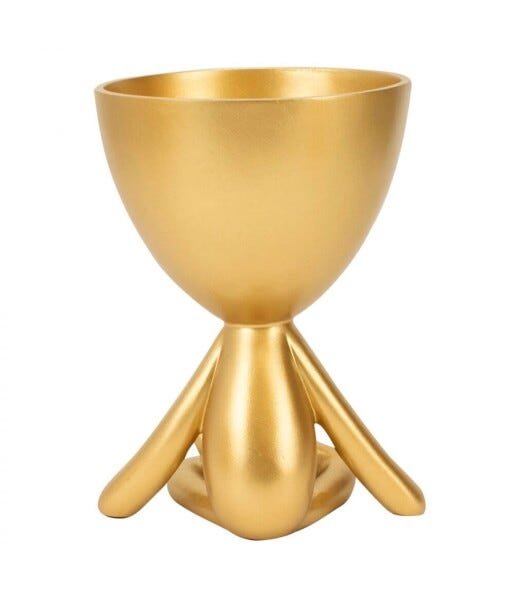 Vaso Dourado Resina Boneco Sentado 14x8x11cm - 5