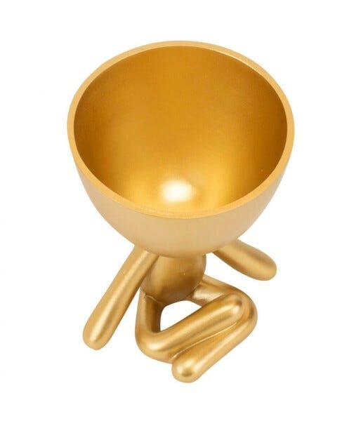 Vaso Dourado Resina Boneco Sentado 14x8x11cm - 3