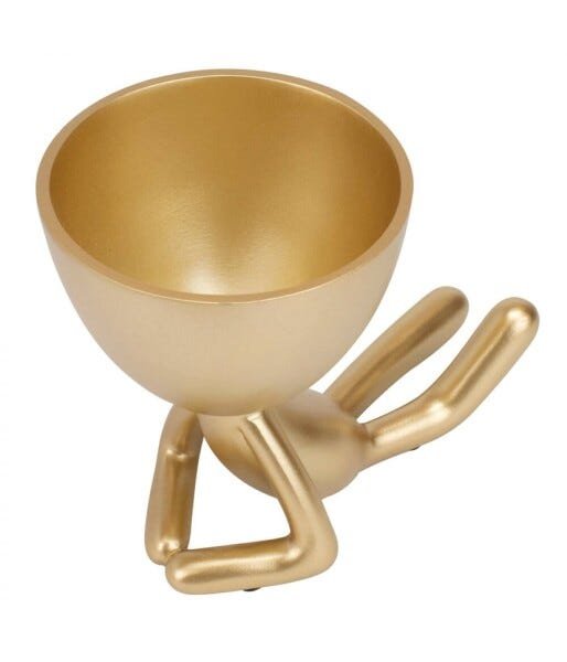 Vaso Dourado Resina Boneco Deitado 13x15x9cm - 5