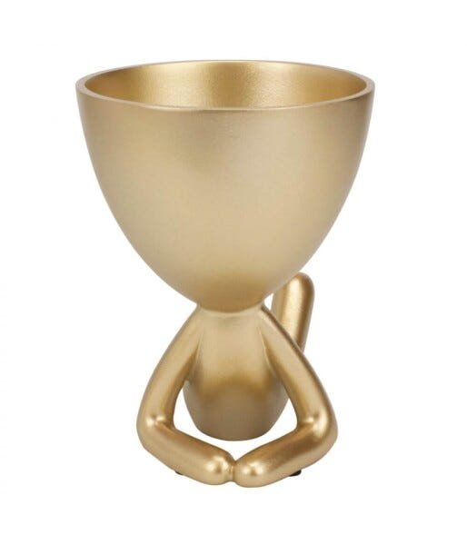 Vaso Dourado Resina Boneco Deitado 13x15x9cm - 2