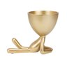 Vaso Dourado Resina Boneco Deitado 13x15x9cm - 1