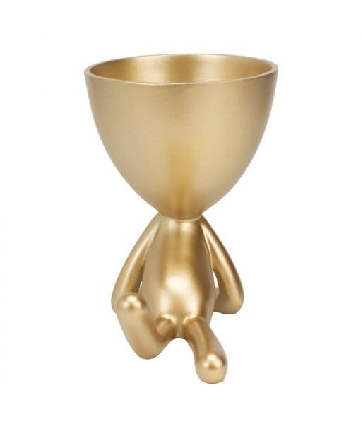Vaso Dourado Resina Boneco Deitado 13x15x9cm - 4