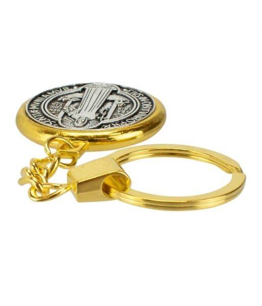 Chaveiro Dourado Medalha São Bento Plano 3x3cm - 4
