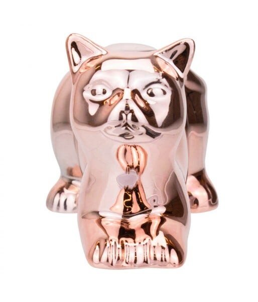 Gato Cerâmica Rosê Deitado 9cm - 3
