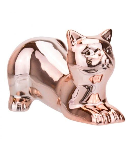 Gato Cerâmica Rosê Deitado 9cm - 1