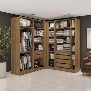 Conjunto Closet em Kappesberg Adapt Nogueira 5 Peças 222cm X 205cm