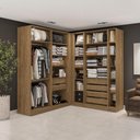 Ver imagem 1 de Closet Casal Modulado Adpat em L 6 Gavetas 5 Peças 222cm x 205cm Nogueira - Kappesberg
