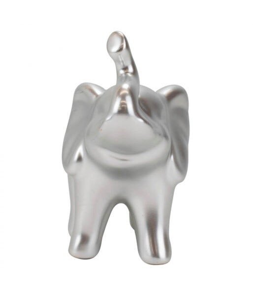 Elefante Prateado Fosco Cerâmica 9.5cm - 3
