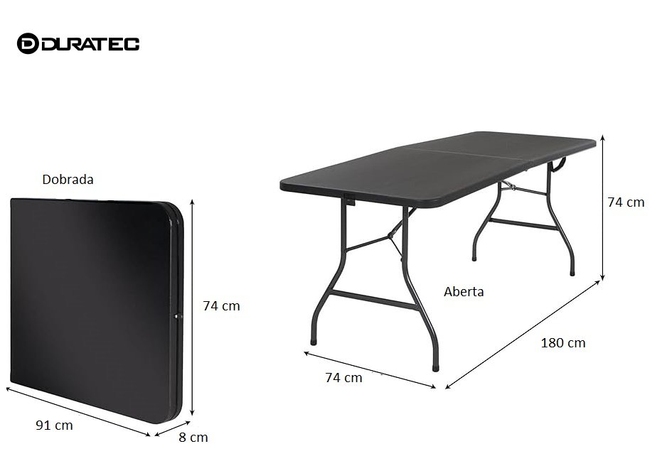 Mesa com Pés Dobráveis 180cm Duratec - 5