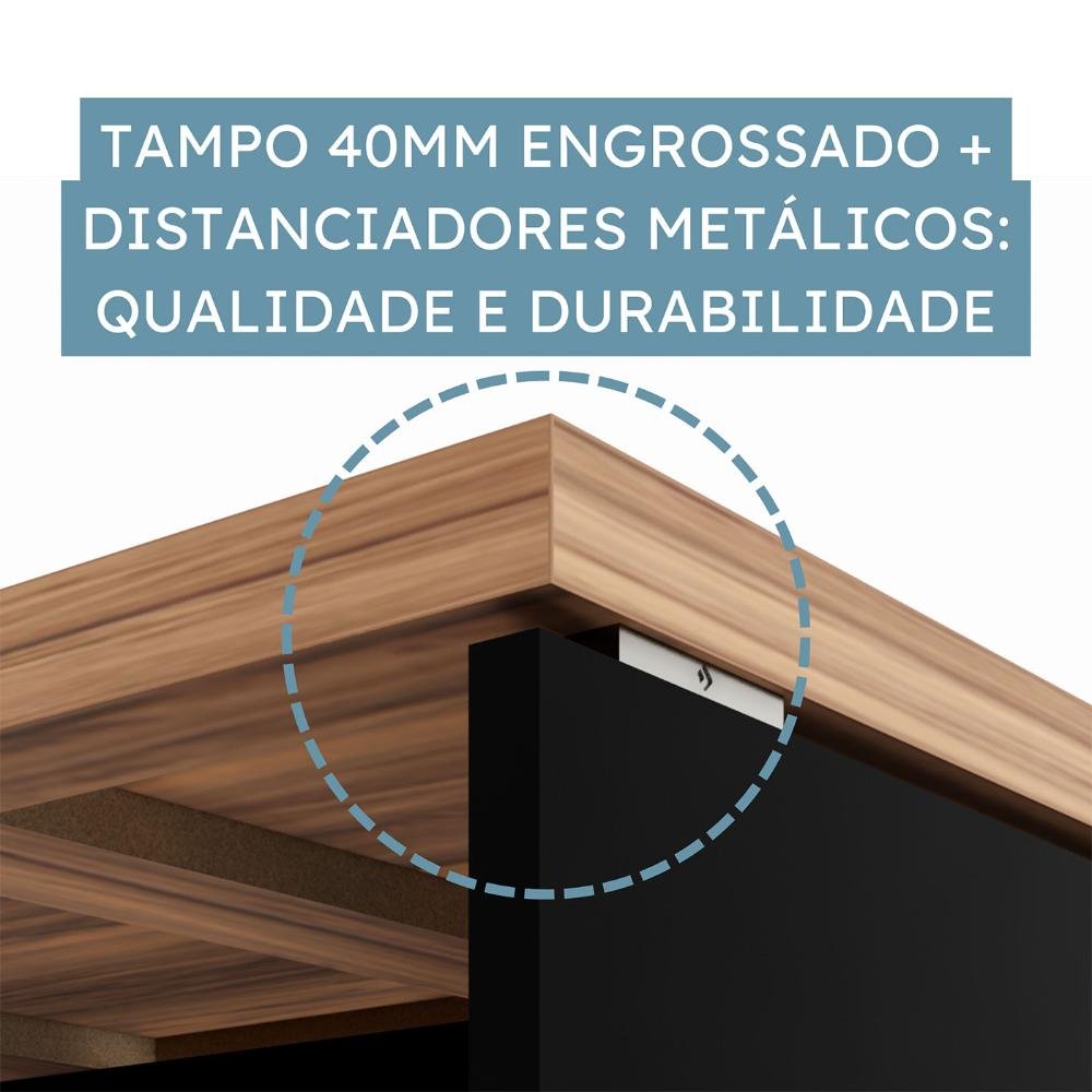 Mesa Escrivaninha 1,20m X 60cm Pé Painel Nogal Pr F5 Cor:nogal com Preto - 6